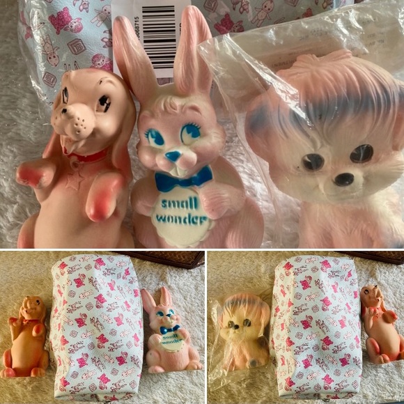 🧸🤍zippered pouch w/ Vintage Toy Print🤍🧸 plus 3 vintage toys!🫶🏽✨ - Picture 4 of 5